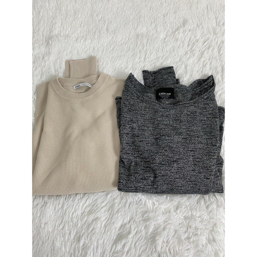 ZARA 2 Shirt Women's Size S Gray Beige Long Sleeve Sweatshirt Outdoor Casual